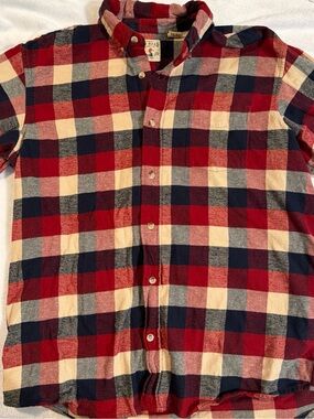 Head Red Navy Cream Plaid Button-Down Shirt - Casual Men's